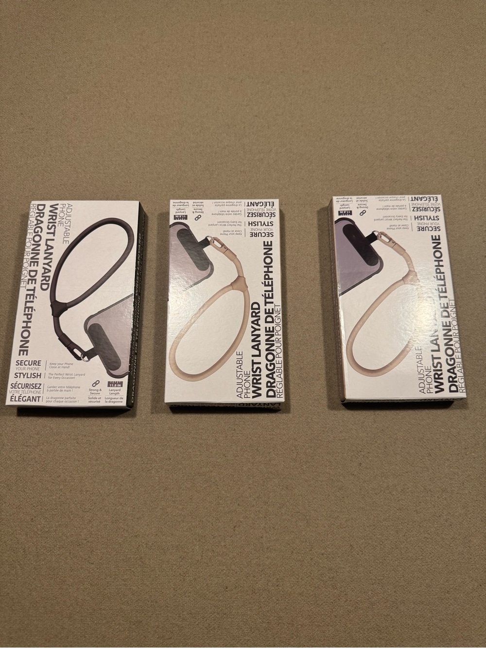 Adjustable Wrist Lanyard for Phone - Beige and Black NEw in box!